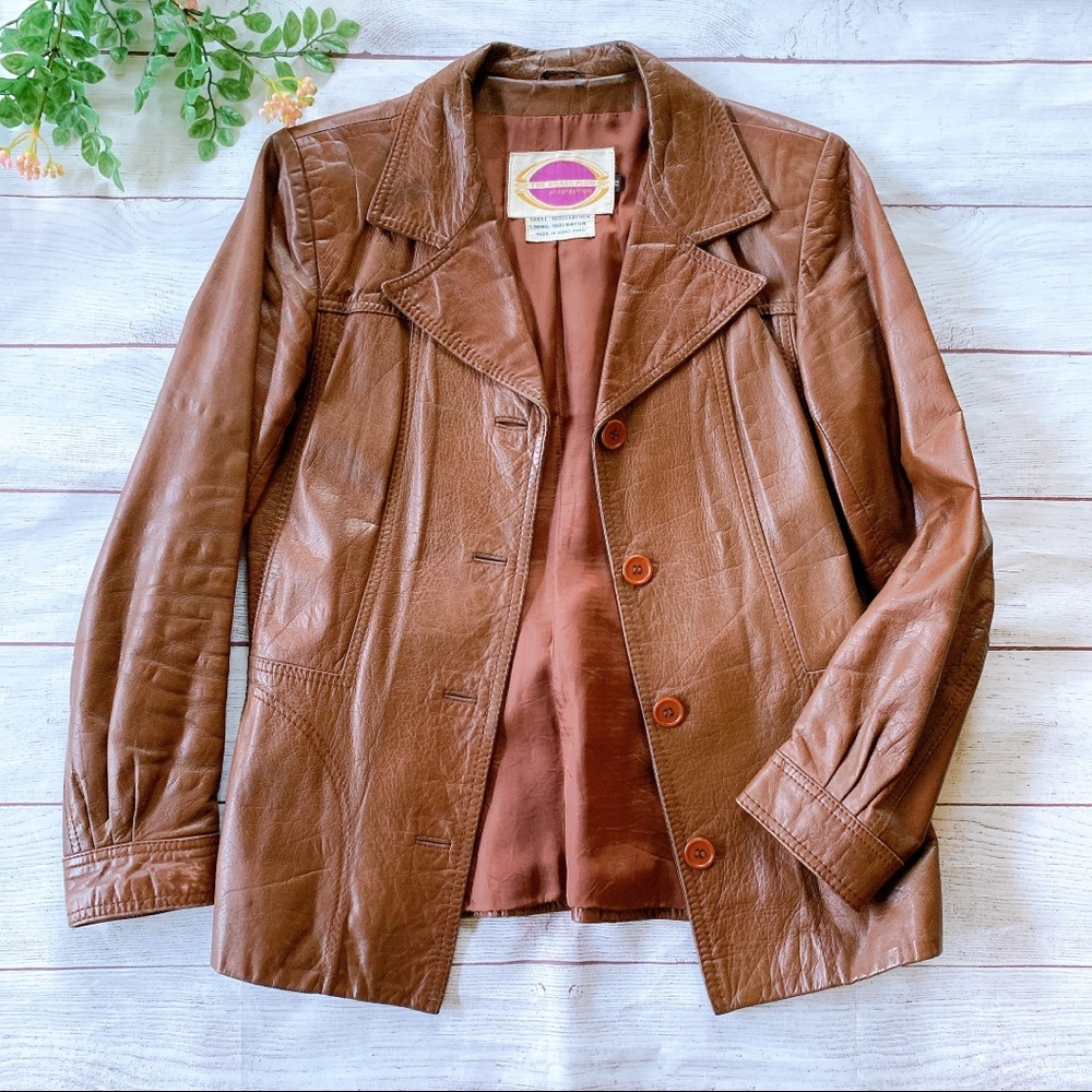 Vintage Nordstrom Leather brown jacket
